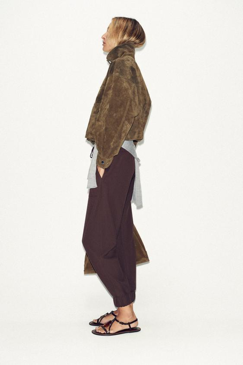 ZARA БРЮКИ С МАНЖЕТАМИ, БУРГУНДИ