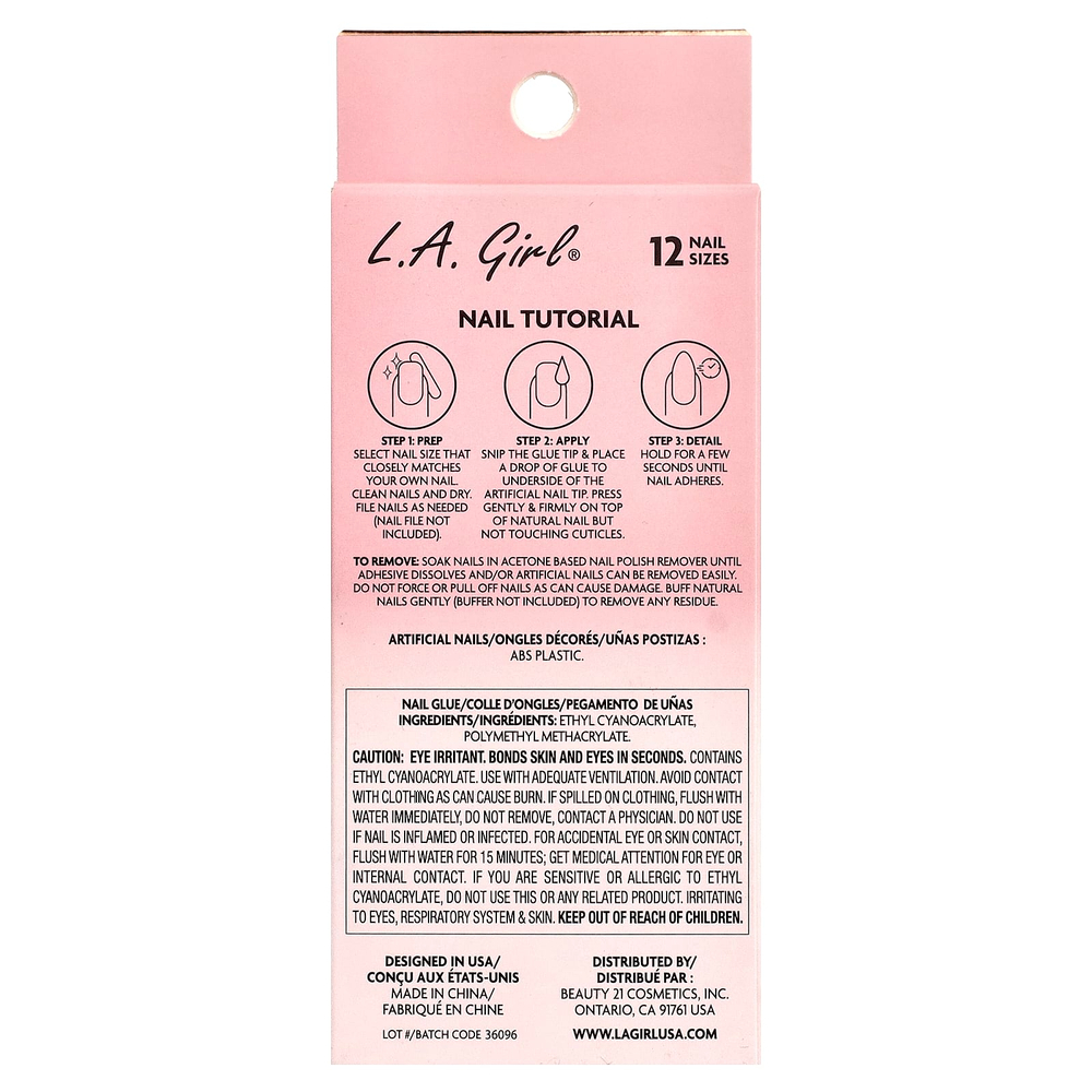 L.A. Girl, Oh So Shiny, искусственные ногти, гелевые типсы для сияния ногтей, GNT152 Wildest Dream, набор из 25 предметов