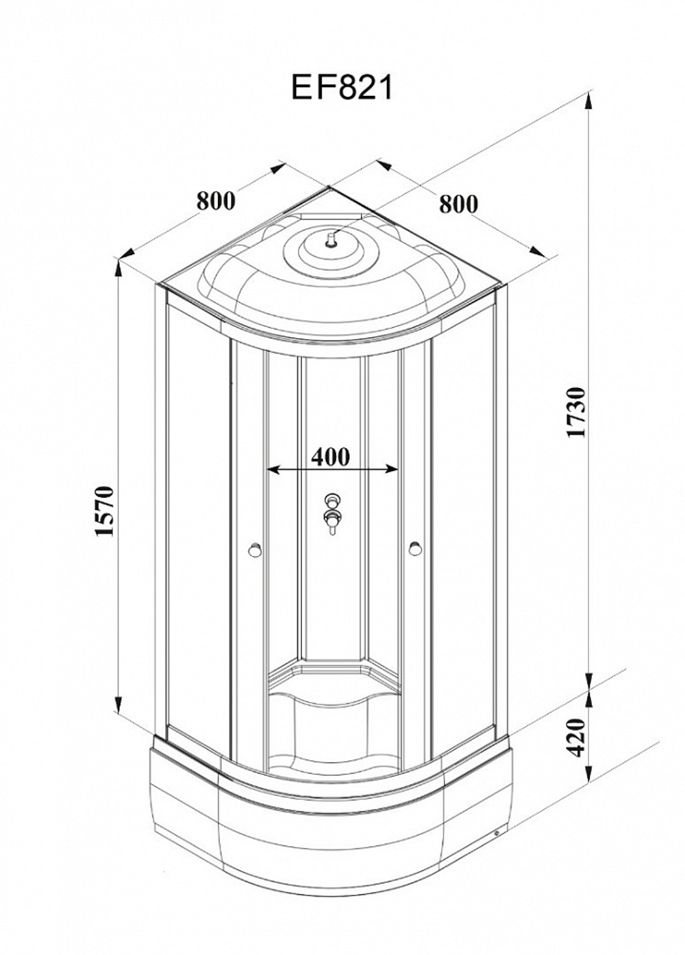 Душевая кабина PARLY EF821 (80х80х215)