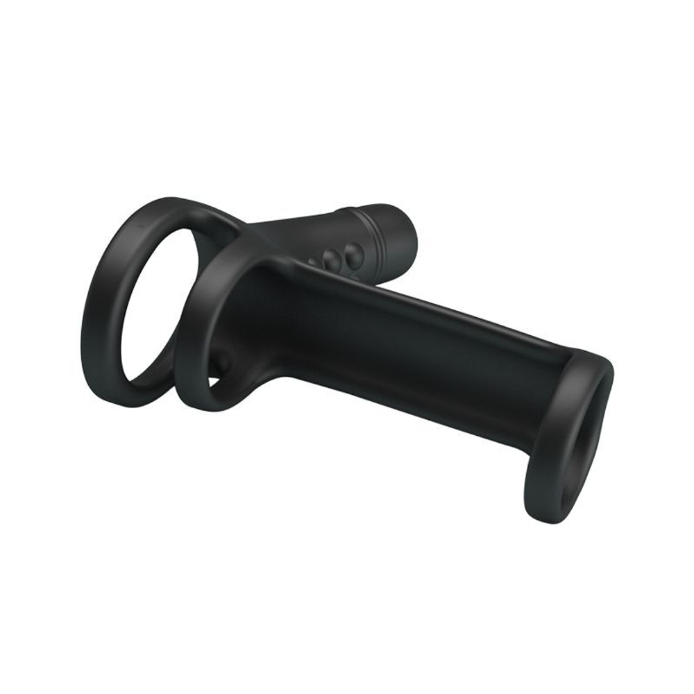 Черная вибронасадка на пенис Vibrating Penis Sling (Цвет: черный)