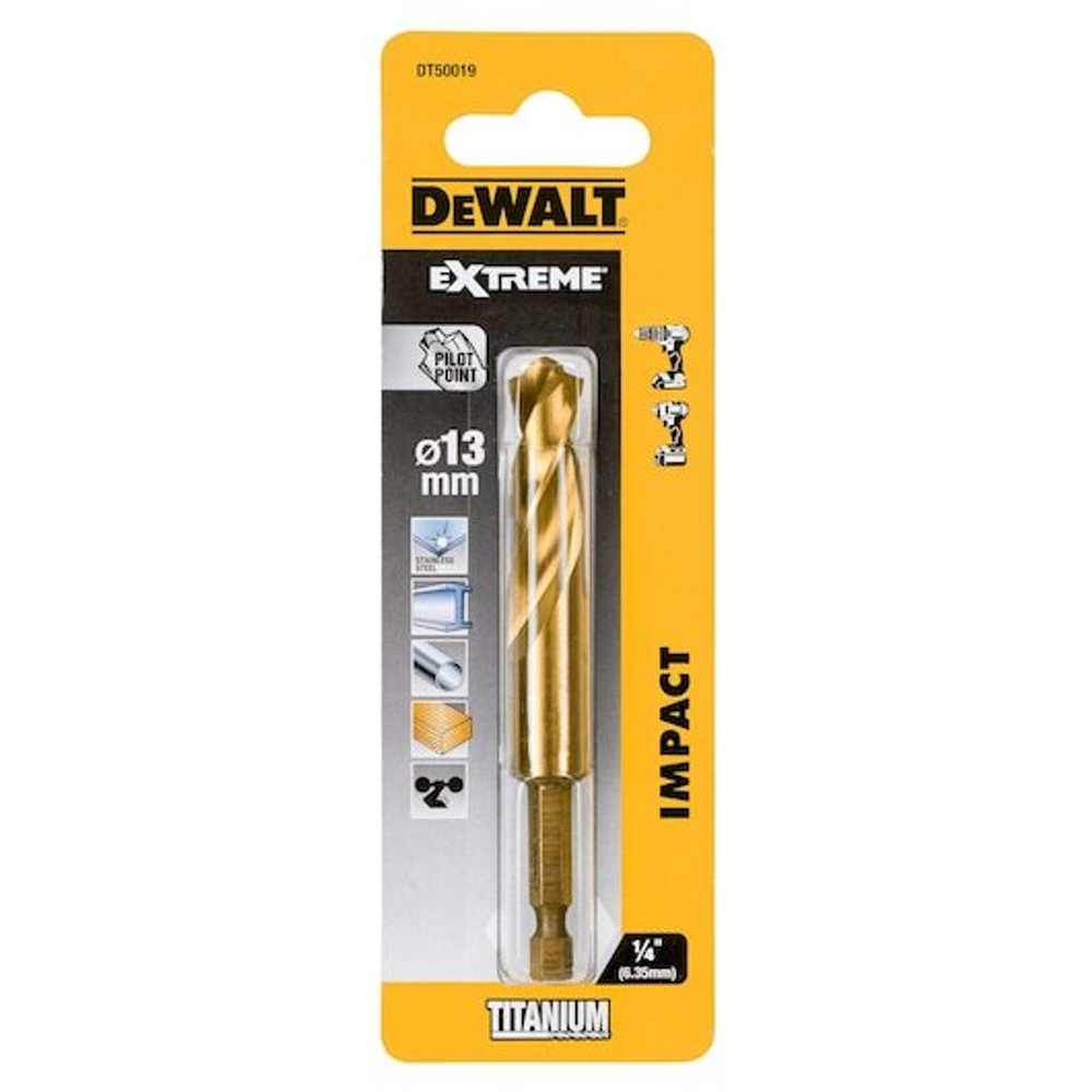 Сверло DEWALT DT50019 по металлу Impact TITANIUM Drill Bit 13 мм