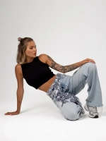 Черный кроп топ укороченный под пиджак