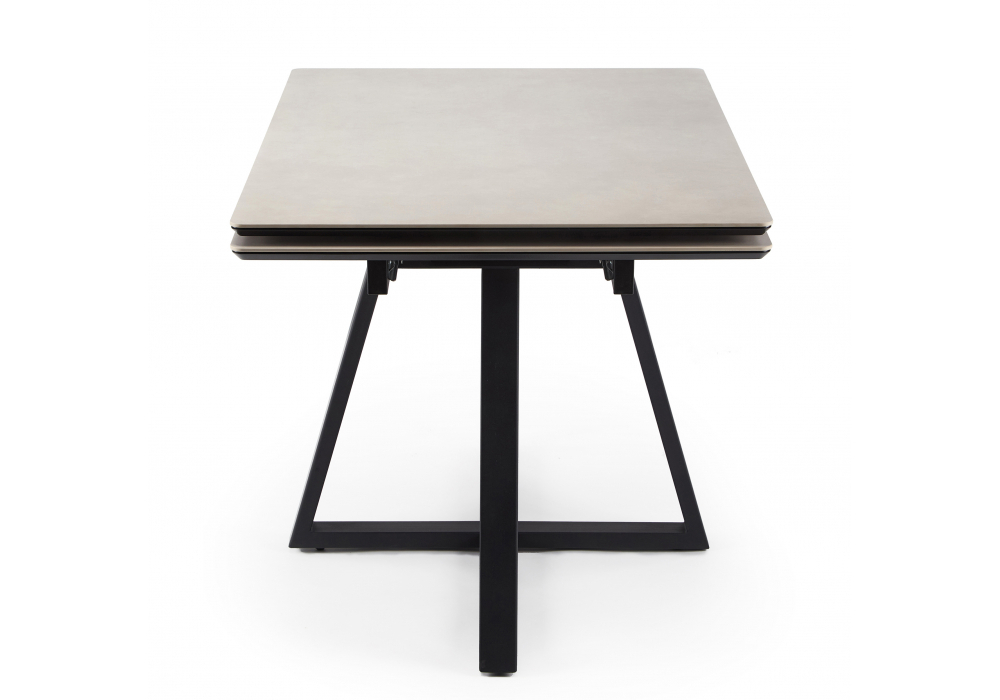 Керамический стол Woodville Памелла 140(200)х80 carmen light grey, черный, ножки черные