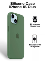 Силиконовый чехол Silicone Case iPhone 15 Plus, c MagSafe, Темно-зеленый
