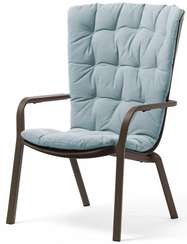 Уличное кресло Folio темно-коричневое с голубой подушкой