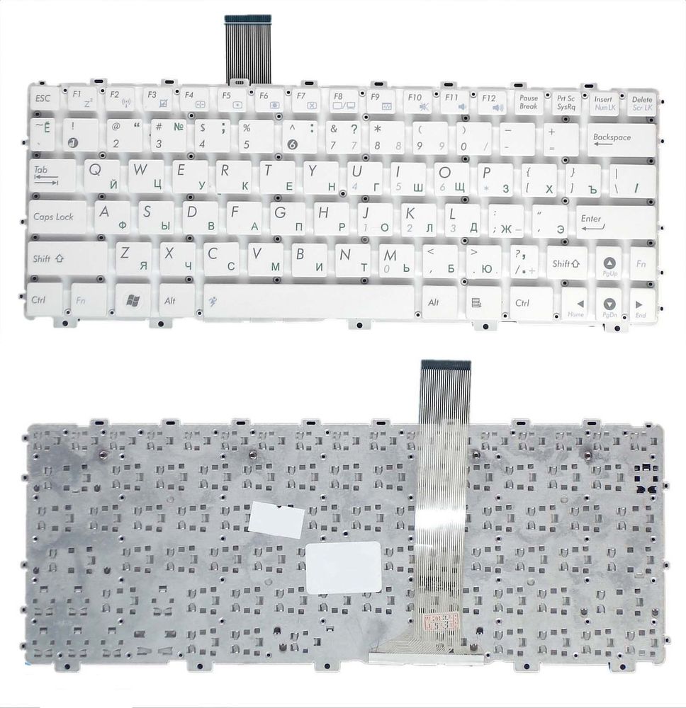 Клавиатура для ноутбука Asus Eee PC 1015PEM 1015PE 1015PN 1015P 1015PW 1015PX 1015T 101px, Белая, БЕЗ ПАНЕЛИ