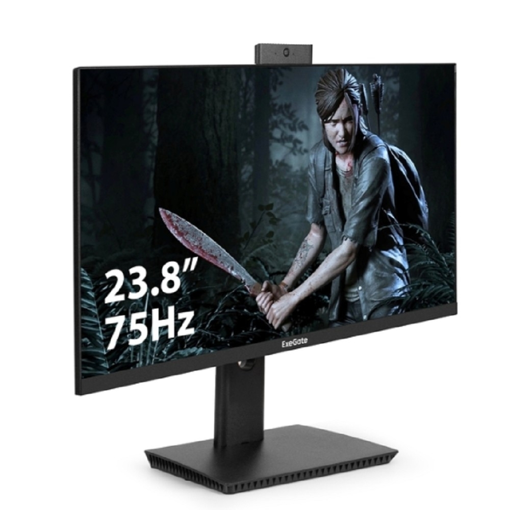 LCD ExeGate 23.8" EV2407T {IPS 1920x1080 75Hz 5ms 250cd D-Sub HDMI DisplayPort USB Speakers WebCam} [EX297246RUS]