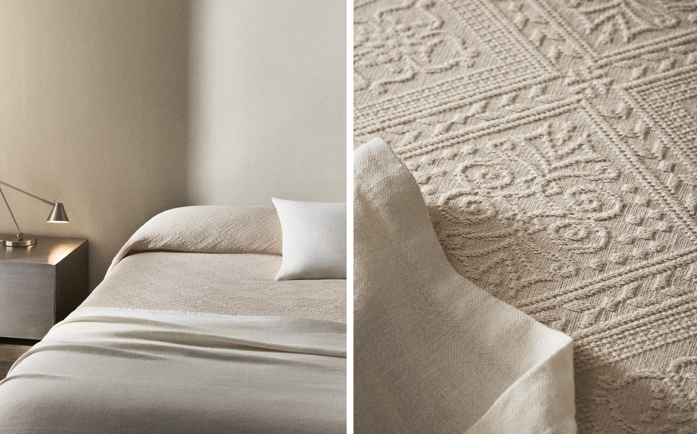 Zara Home покрывало из хлопка, бежевый · 1162/006