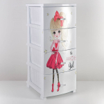 Комод детский 4 ящика, Красотка, 38х47х98 см, бел, Росспласт, РП-451