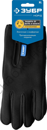 ЗУБР НОРД утеплённые, противоскользящие, сенсорные, размер XL, Ветро- и влагозащищенные перчатки, Профессионал (11460-XL)