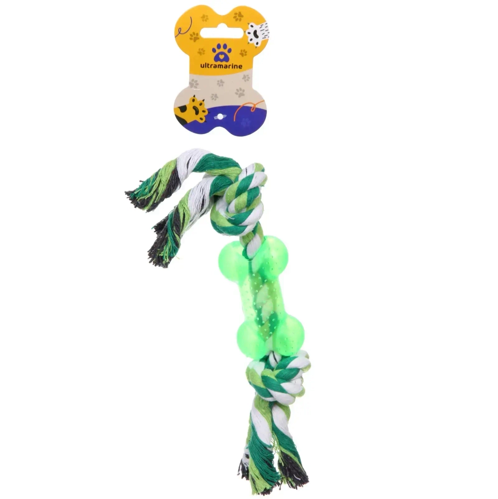 Игрушка - канат для собак мелких и средних пород «ЗУБОЧИСТКА», цвет зелёный, 25см / 90гр (лейбл)
