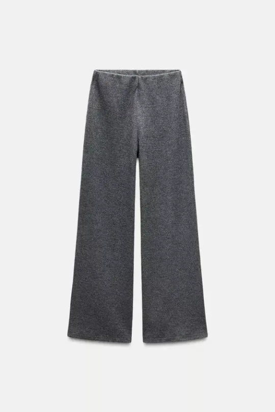 ZARA БРЮКИ ИЗ МЯГКОЙ ТКАНИ В РУБЧИК, СЕРЫЙ