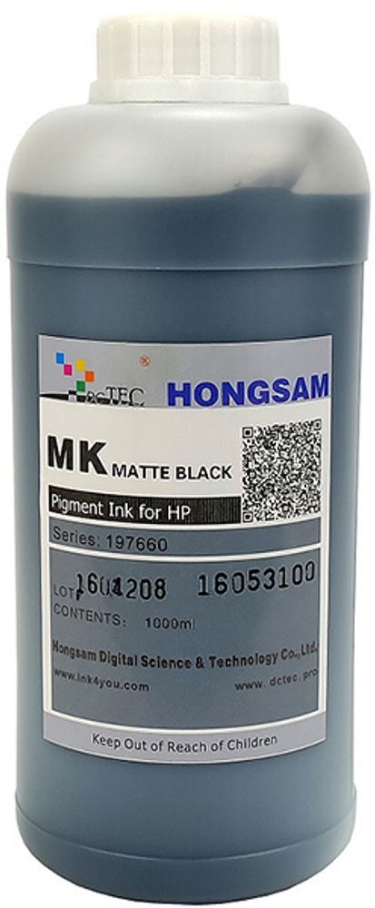 Чернила DCTec — HONGSAM пигментные для HP серия: 197660 - Matt Black (Матовый черный) 1000 мл.