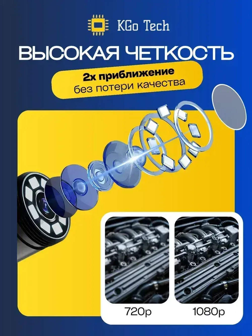 Видеоэндоскоп для смартфона водонепроницаемый с гибкой камерой 3,5 метра; для Android iOS