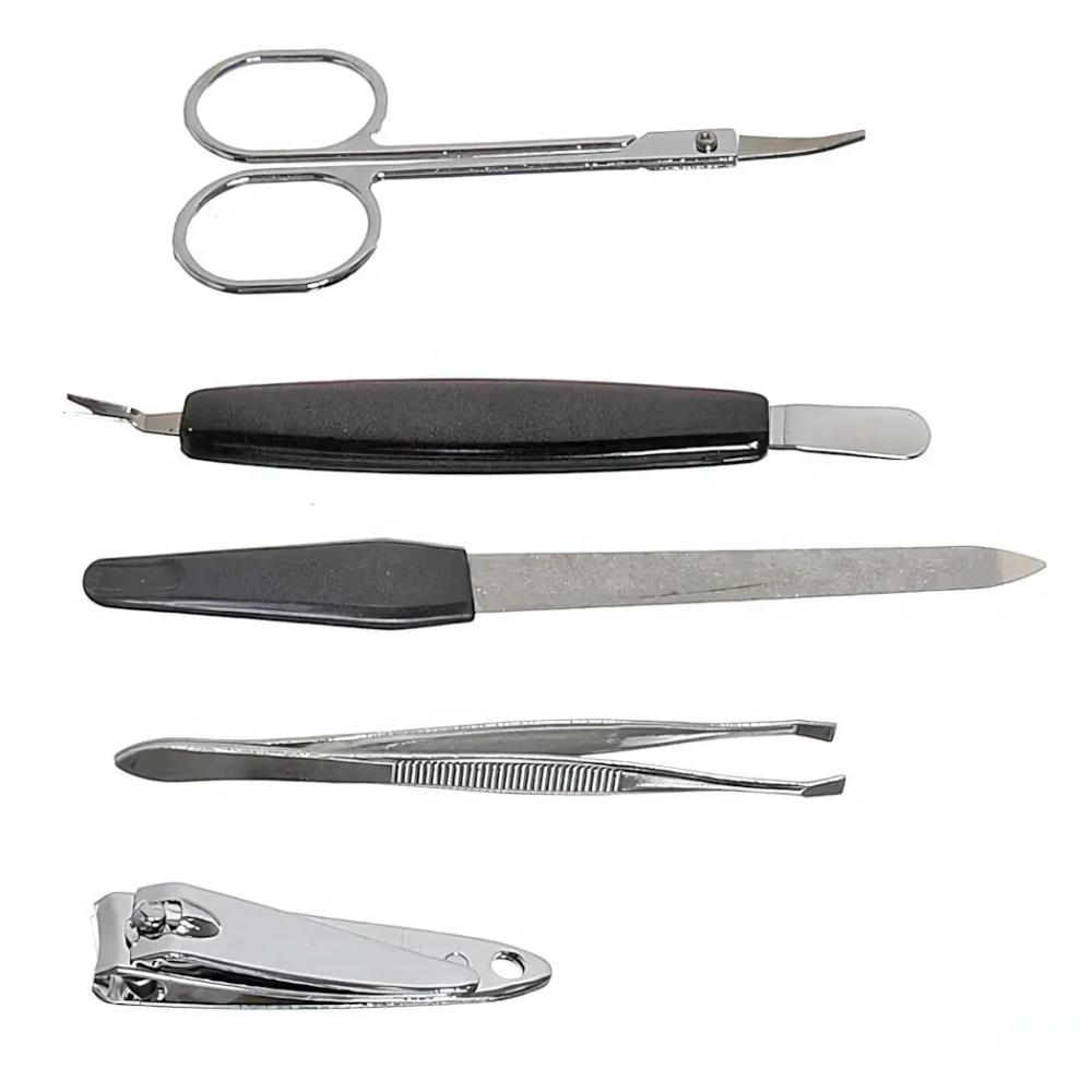 Маникюрный набор на блистере, 5 предметов «Ultramarine» (пилка металлическая, ножницы, пинцет, триммер и кусачки)