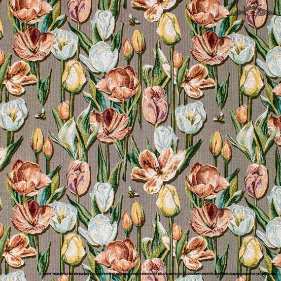 Гобелен &quot;тюльпаны зеленый&quot; | ш.160 см | 350 г/м² | полиэстер 51%/хлопок 49%