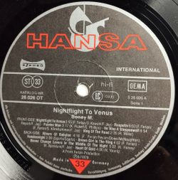 Винтажная виниловая пластинка LP Boney M Nightflight To Venus (Germany 1978) Postcards