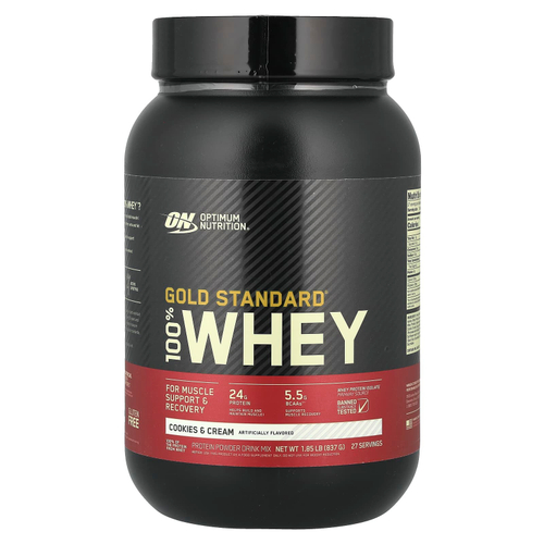 Optimum Nutrition, Gold Standard 100% Whey, сыворотка со вкусом печенья и сливок, 837 г (1,84 фунта)
