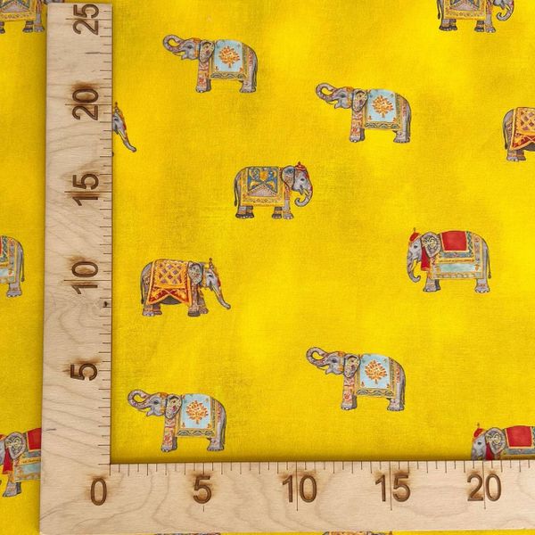 ИНДИЙСКИЕ СЛОНЫ НА ЖЕЛТОМ, 100% хлопок 2