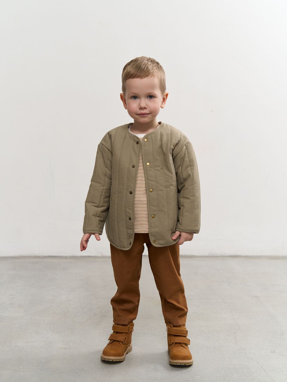 Куртка стеганая на кнопках "Олива" 0+