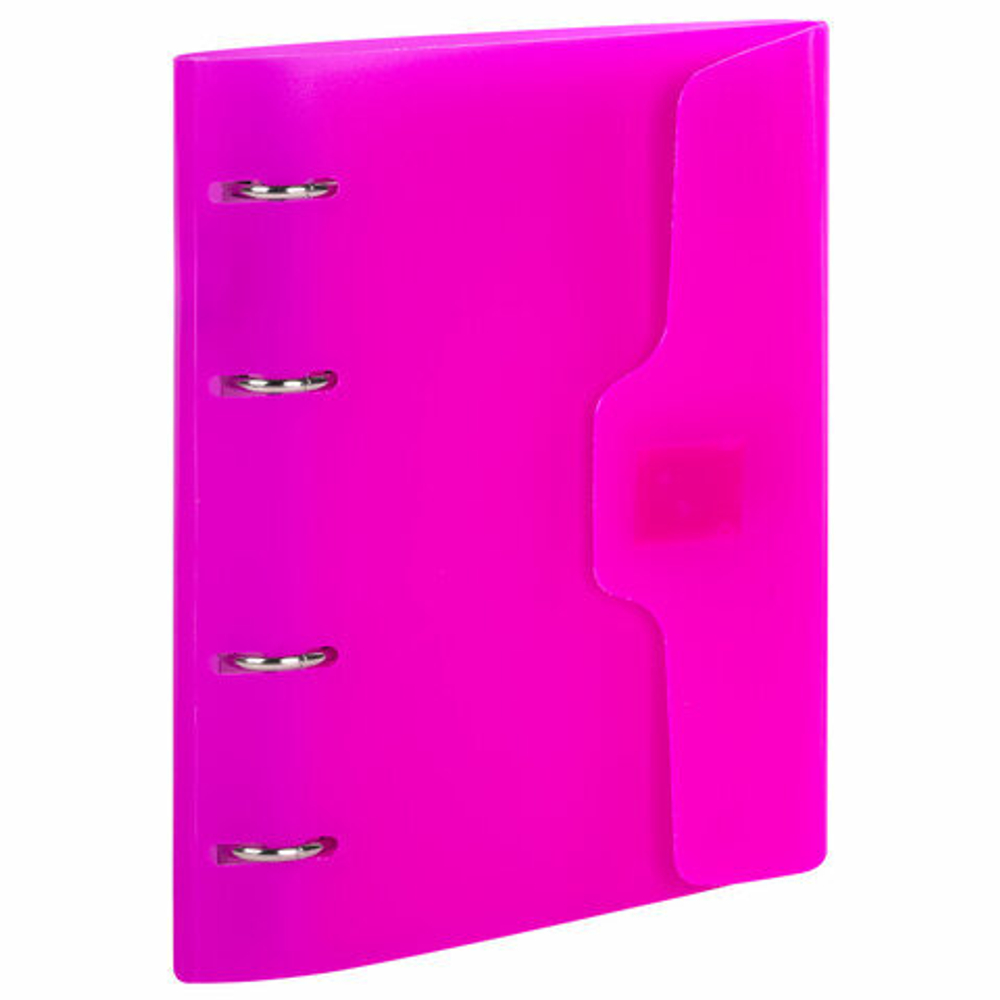 Тетрадь на кольцах А5 175х220мм, 120л, пластик, на липучке с разделителями, BRAUBERG, Розовый,404635