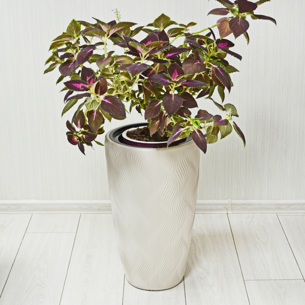 Кашпо Флэйм 24л, со вставкой 5л, светло-бежевый