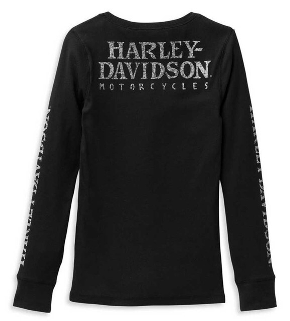 Лонгслив Skull Snap Front Long Sleeve Henley Harley-Davidson
