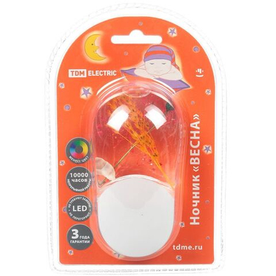 Ночник TDM, Весна, в розетку, пластик, 1 Вт, 220 В, дат света, светодиод, SQ0357-0001