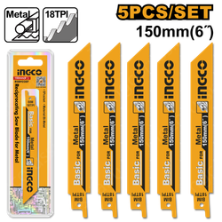 Полотна по металлу для сабельной пилы 150 мм 5 шт INGCO RSB922EF