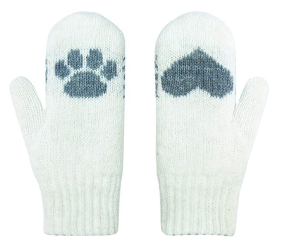 Варежки "Лапки" белый р.12, 1 шт.