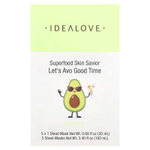 Idealove, Superfood Skin Savior, маска для лица с суперфудами, авокадо, 5 шт. по 20 мл (0,68 жидк. унции)