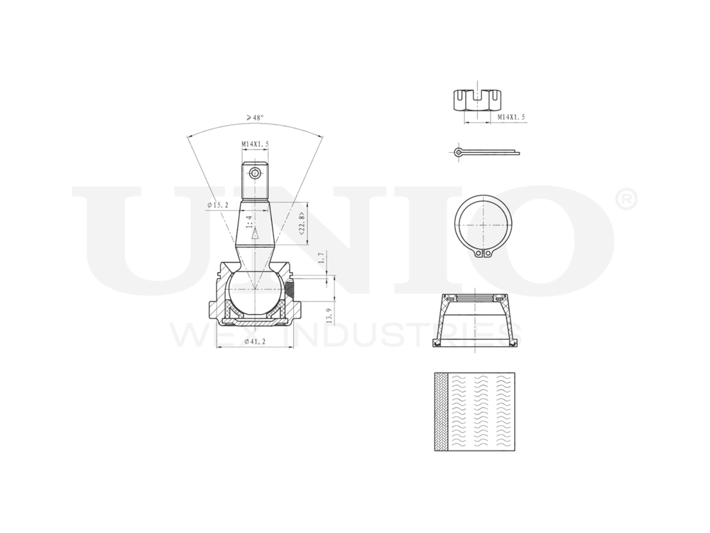 Опора шаровая передняя нижняя UNIO SSP-20013