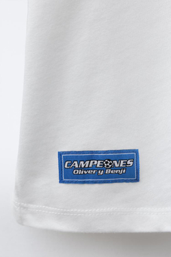 ZARA ФУТБОЛКА С БОКОВЫМИ ПОЛОСАМИ OLIVER Y BENJI © CAMPEONES, БЕЛЫЙ