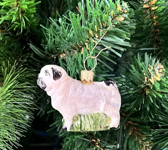 Елочное украшение Мопс, стекло, 5 см., 1 шт., Irena CO (53495)