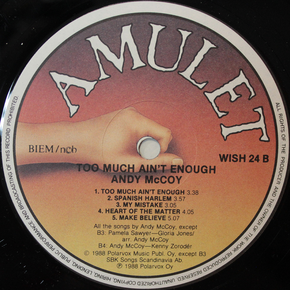 Andy McCoy / Too Much Ain't Enough (LP)