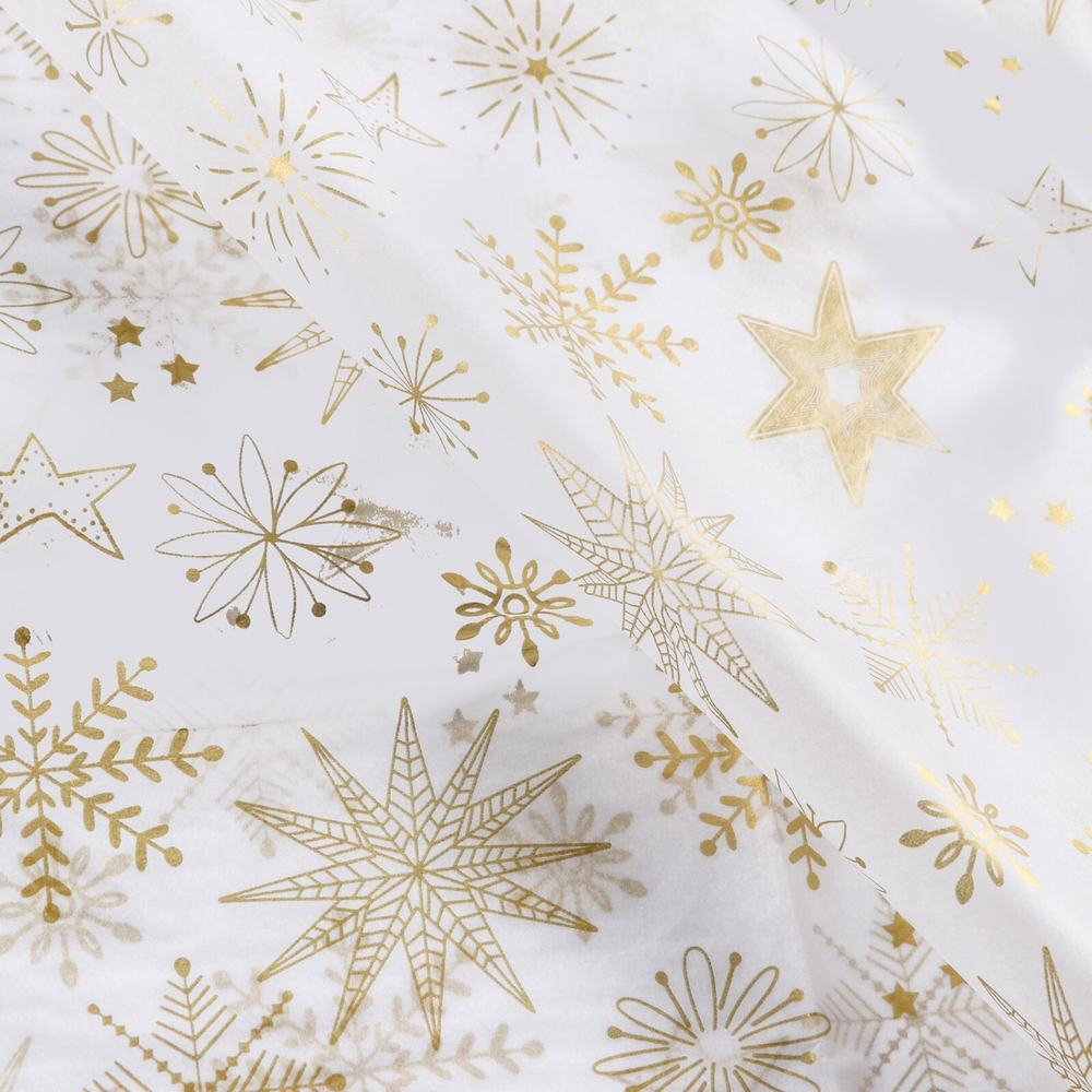 Бумага упаковочная тишью "Золотые снежинки",50 х 66 см набор 9561475