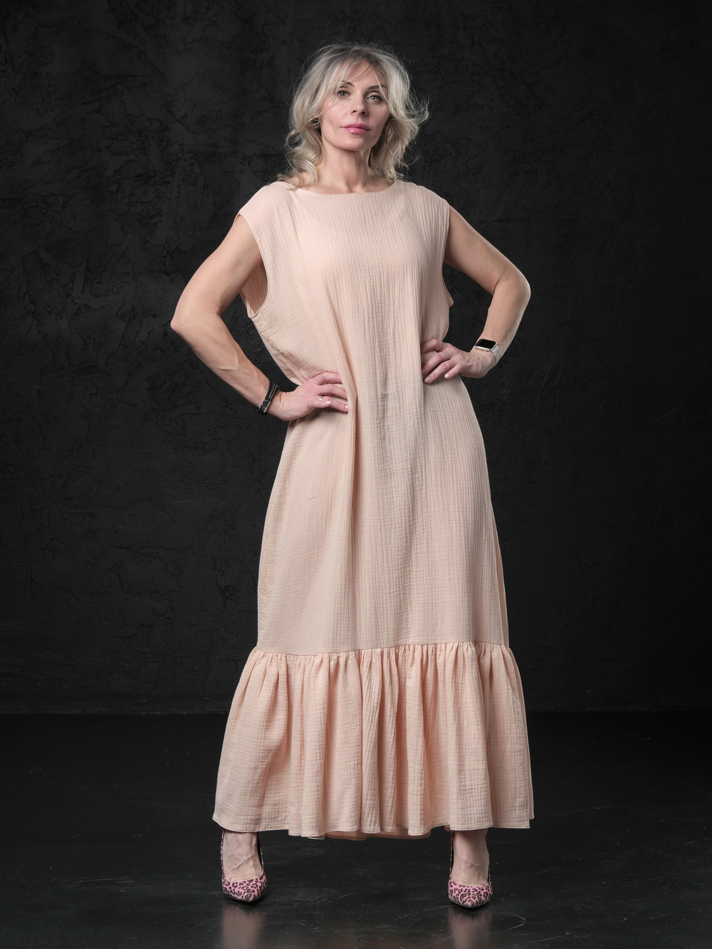 Платье -сарафан из конопли /черный