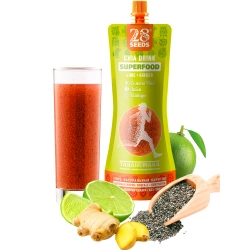 Напиток ЧИА SUPERFOOD «Лайм + Имбирь» 250 мл 28SEEDS — натуральный напиток с семенами чиа, соком лайма и имбирём