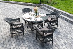 "Дольче" обеденная группа из искусственного ротанга, цвет графит