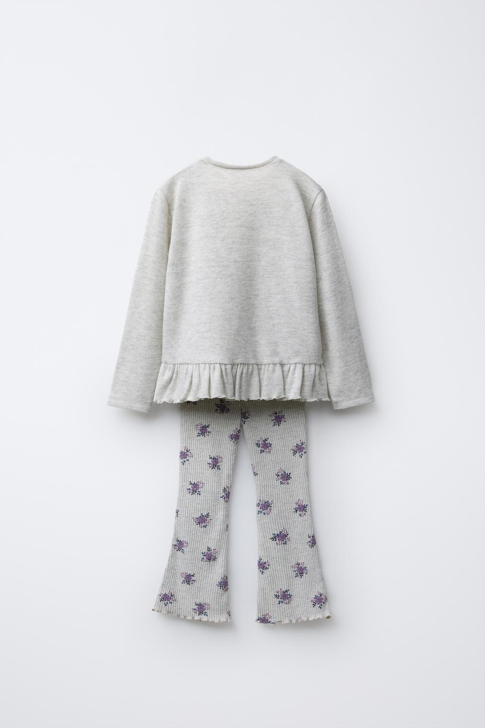 ZARA КОМПЛЕКТ ИЗ ФУТБОЛКИ И ЛЕГГИНСОВ SOFT TOUCH С ПРИНТОМ, СЕРЫЙ МЕЛАНЖ