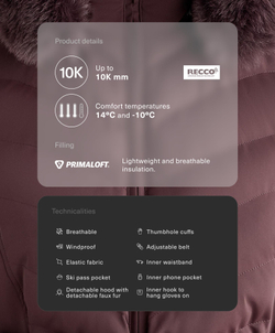 OYSHO Водостойкая облегающая куртка Primaloft® SKI, темно-винный