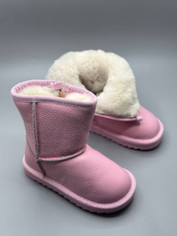 Розовые кожаные детские угги Buba Rose