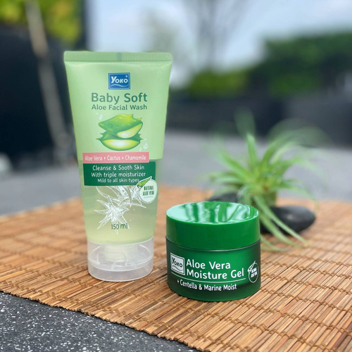 Гель - пенка для умывания лица на основе экстракта алое вера и кактуса Baby Soft Aloe Facial Wash Yoko