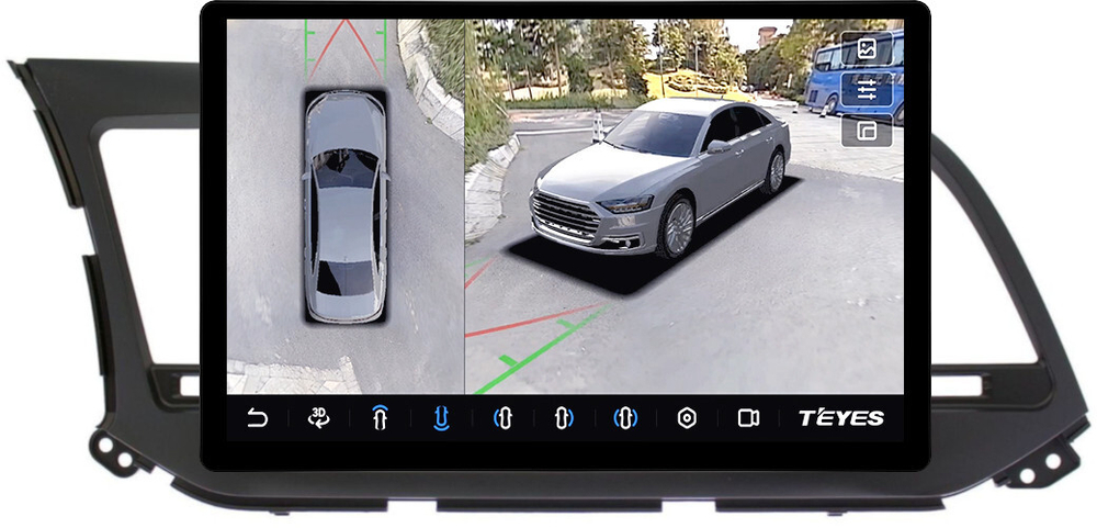 Магнитола для Hyundai Elantra 6 2016-2018 (штатная КЗВ, рамка тип 2) - Teyes CC3-2K-360 монитор 13" 2K QLED на Android 10, 6Гб+128Гб, CarPlay, 4G SIM-слот, 4 камеры в комплекте