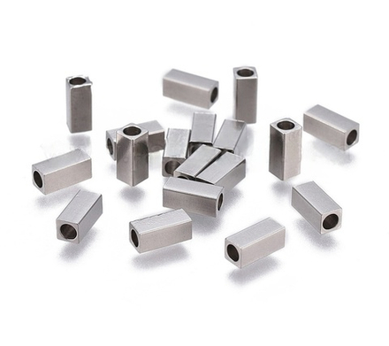 Бусина, сталь, квадратная трубочка, прямоугольник, р-р 7мм