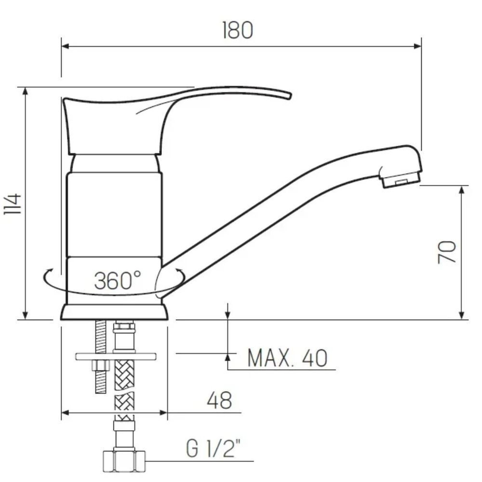 Смеситель для раковины, РМС, с картриджем, хром, SL86-004-15