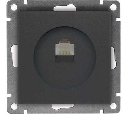 Розетка компьютерная одноместная "UNIVersal" серия "Афина" с/у, 1А, RJ45, графит (еврослот) (HU2338)