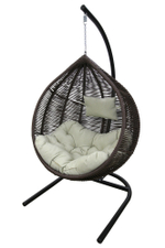 Кресло подвесное Garden Story Флорес (стойка+основание черн, корз.коричневая, подуш.estera-хамелеон. 3уп. (В))