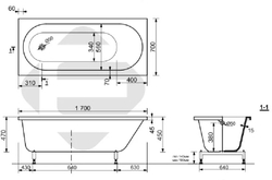 Ванна из искусственного камня Aquanet Lotos Stone 170x70 AQ-00348172