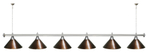 Лампа STARTBILLIARDS 6 пл. (плафоны зеленые,штанга зеленая,фурнитура золото)